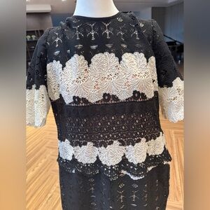 Yigal Azrouel Black and Cream Lace Dress